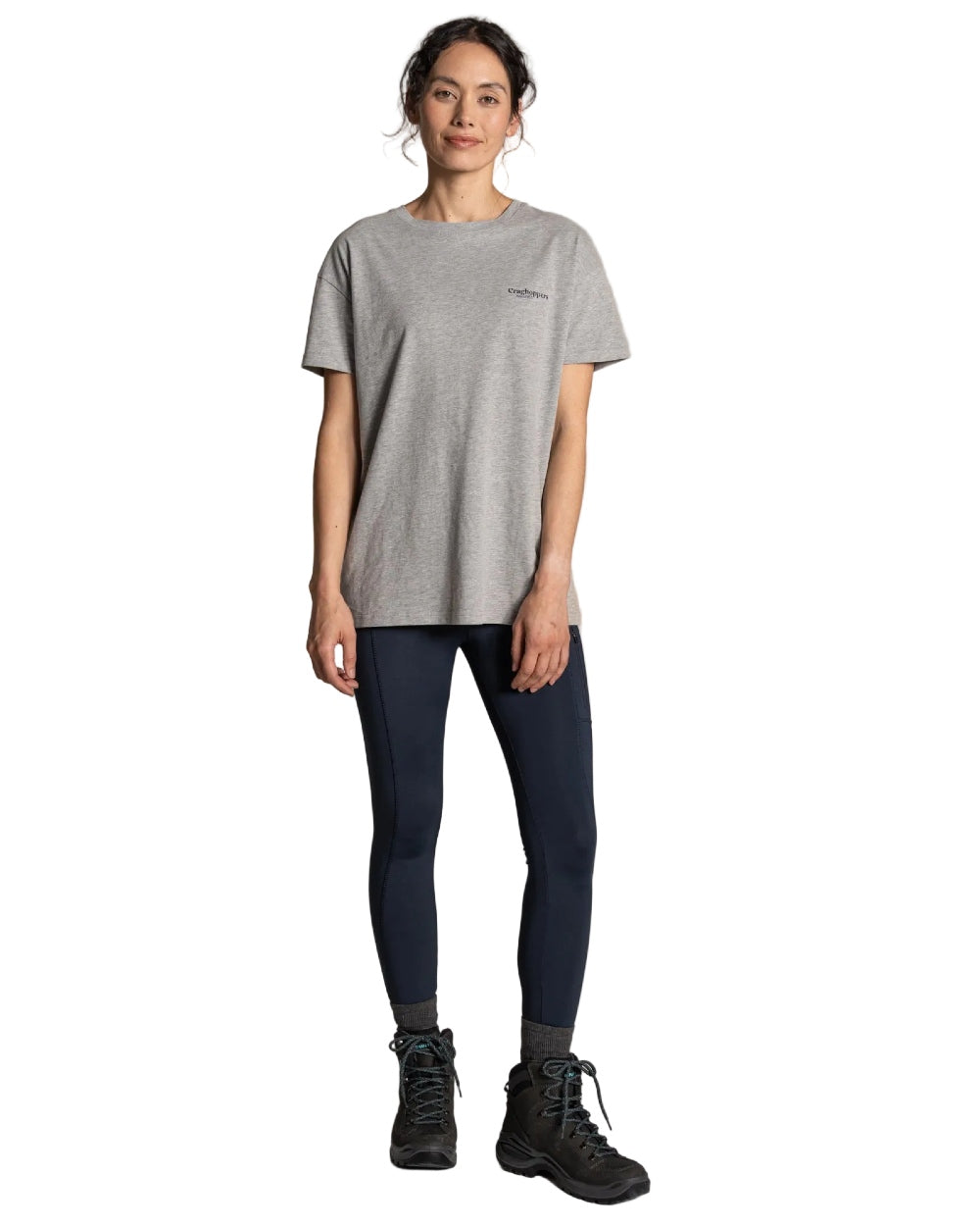 Soft Grey Marl Coloured Craghoppers Womens Yago Short Sleeved Top on White Background