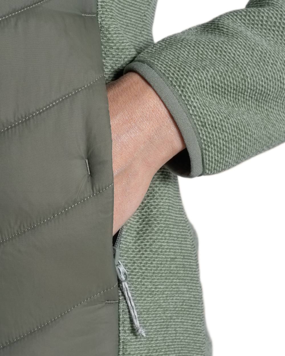 Sage coloured Craghoppers Womens Zayas Hybrid Insulating Jacket on white background