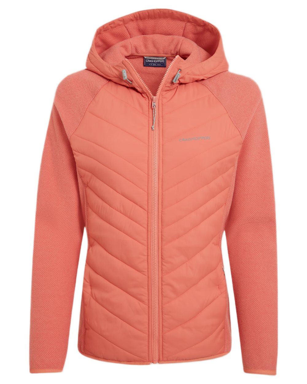 Spiced Apricot coloured Craghoppers Womens Zayas II Hybrid Jacket on white background