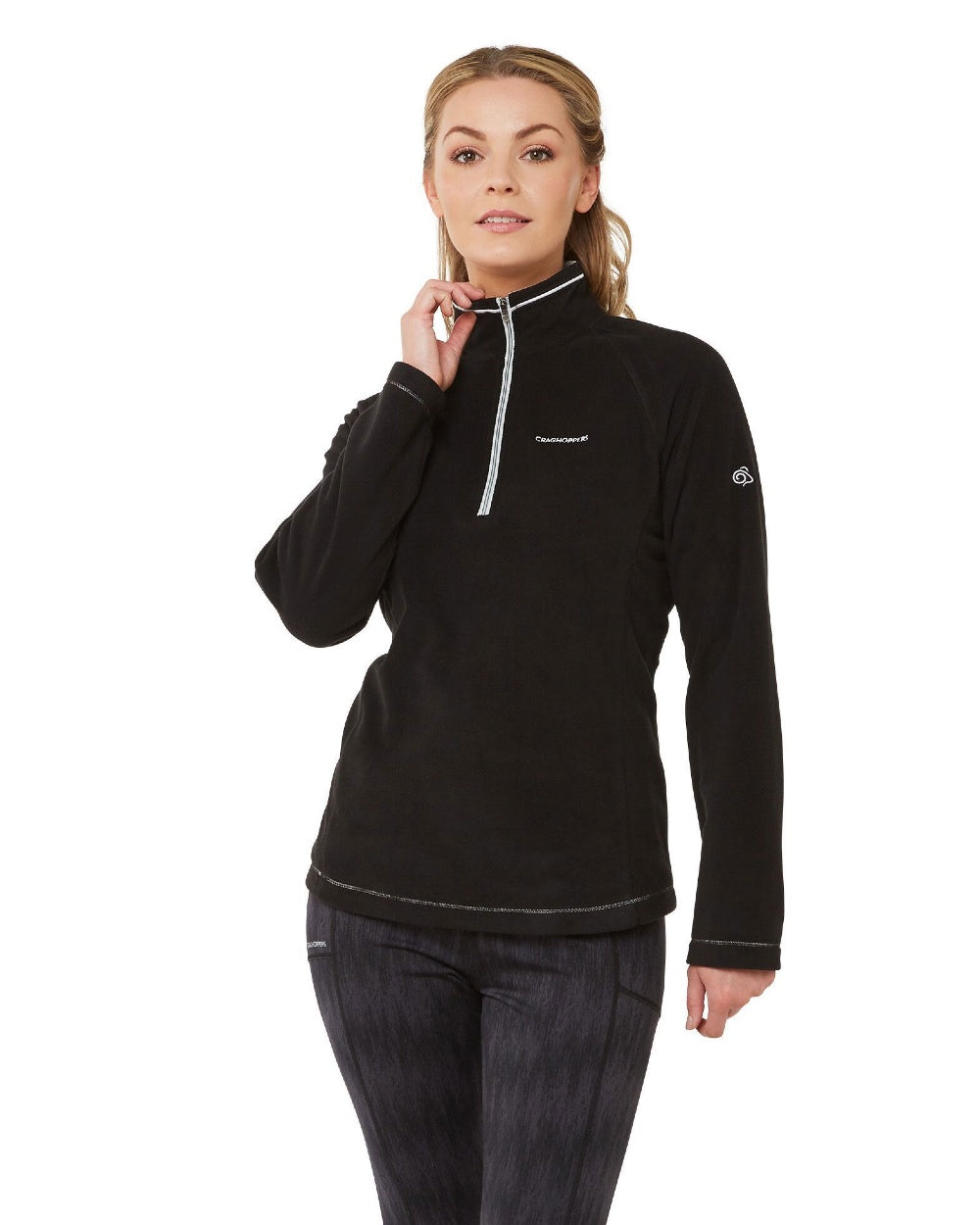 Black Coloured Craghoppers Womens Miska Half-Zip Fleece On A White Background