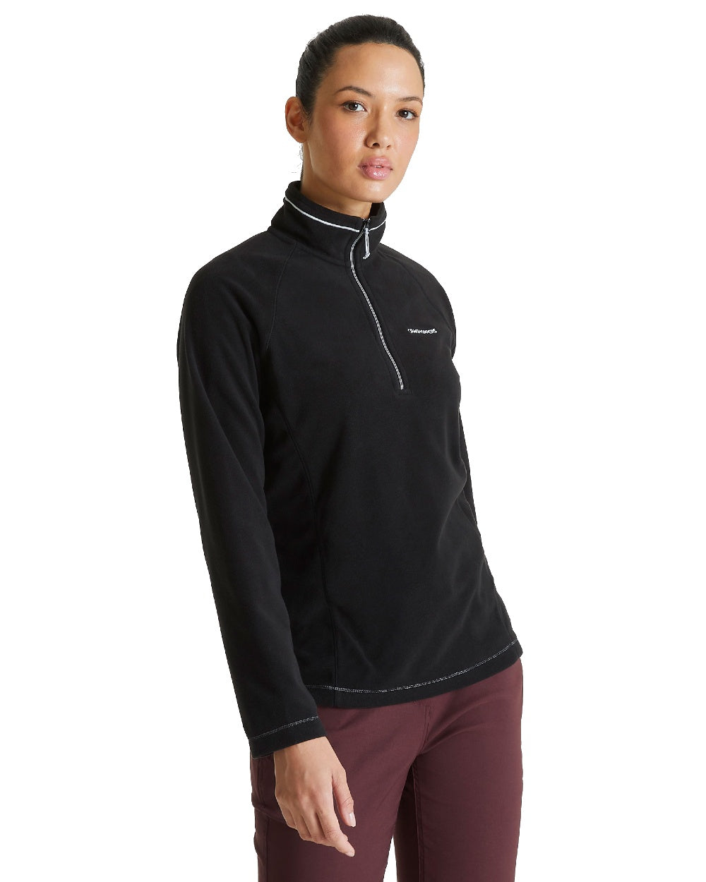 Black Coloured Craghoppers Womens Miska Half-Zip Fleece On A White Background