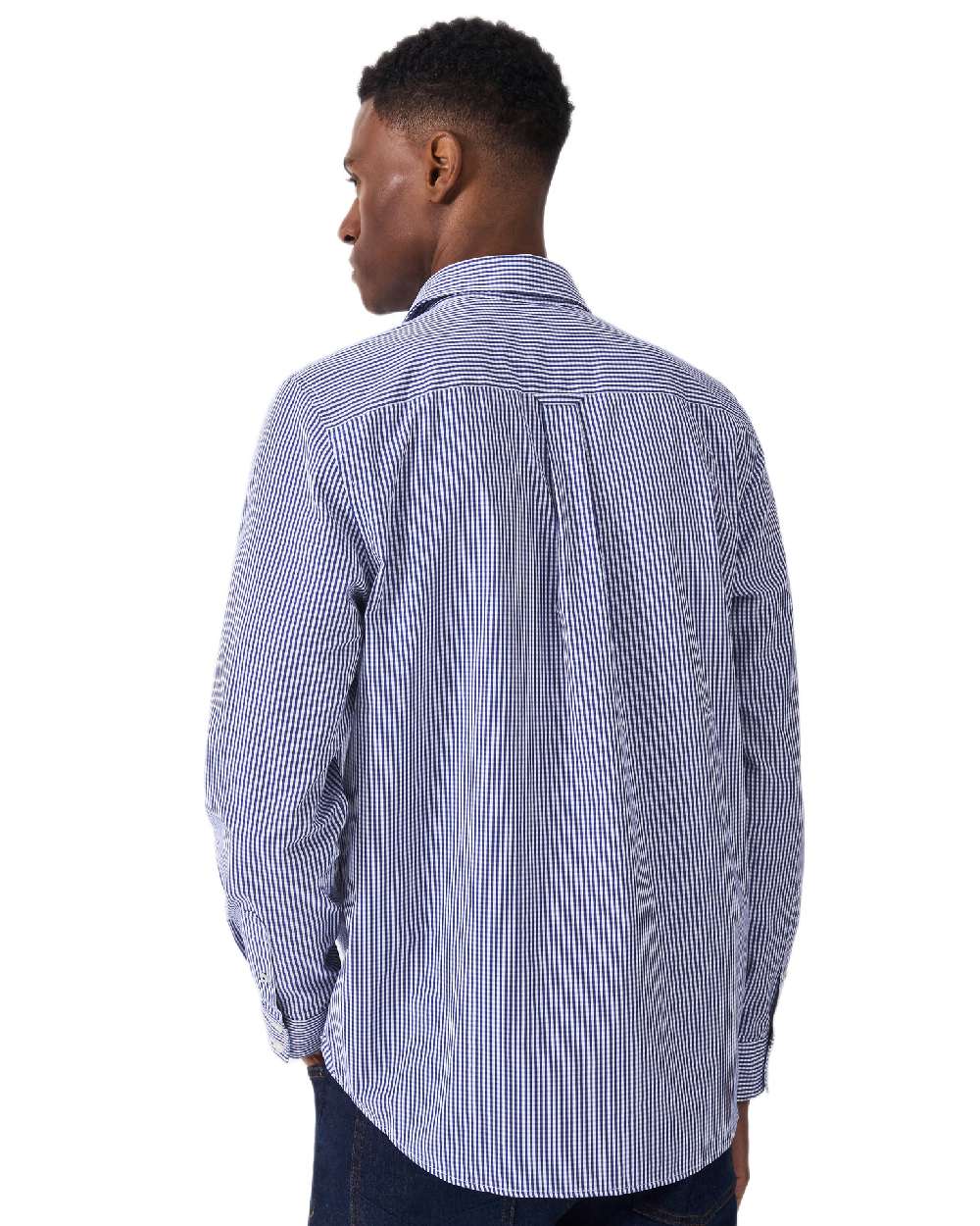 Ultramarine Heritage White Coloured Crew Clothing Mens Classic Micro Gingham Shirt on white background