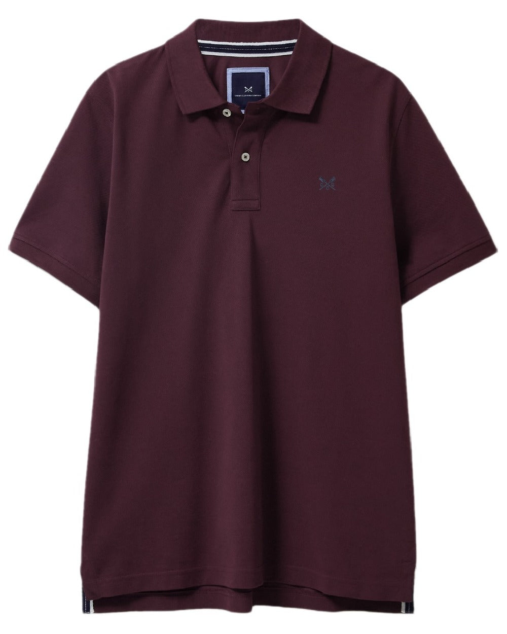 Heritage Burgundy Coloured Crew Clothing Mens Classic Pique Polo Shirt on white background