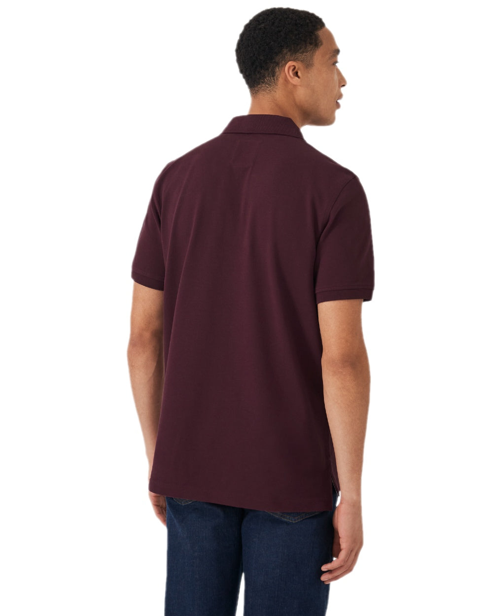 Heritage Burgundy Coloured Crew Clothing Mens Classic Pique Polo Shirt on white background