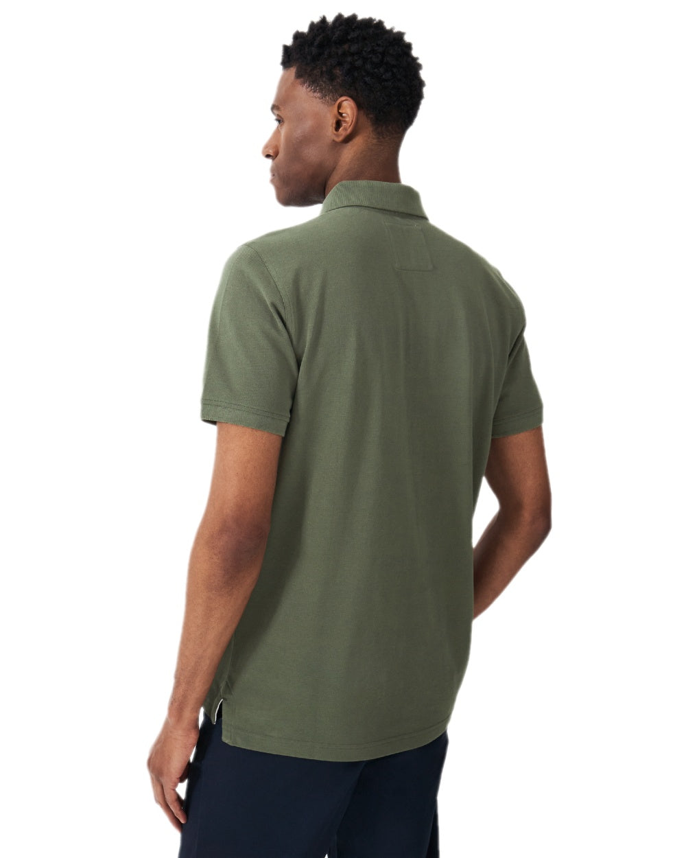 Heritage Olive Coloured Crew Clothing Mens Classic Pique Polo Shirt on white background