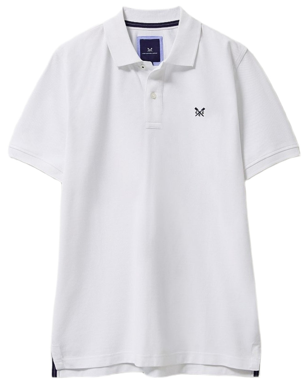 Heritage White Coloured Crew Mens Classic Pique Polo Shirt on White Background