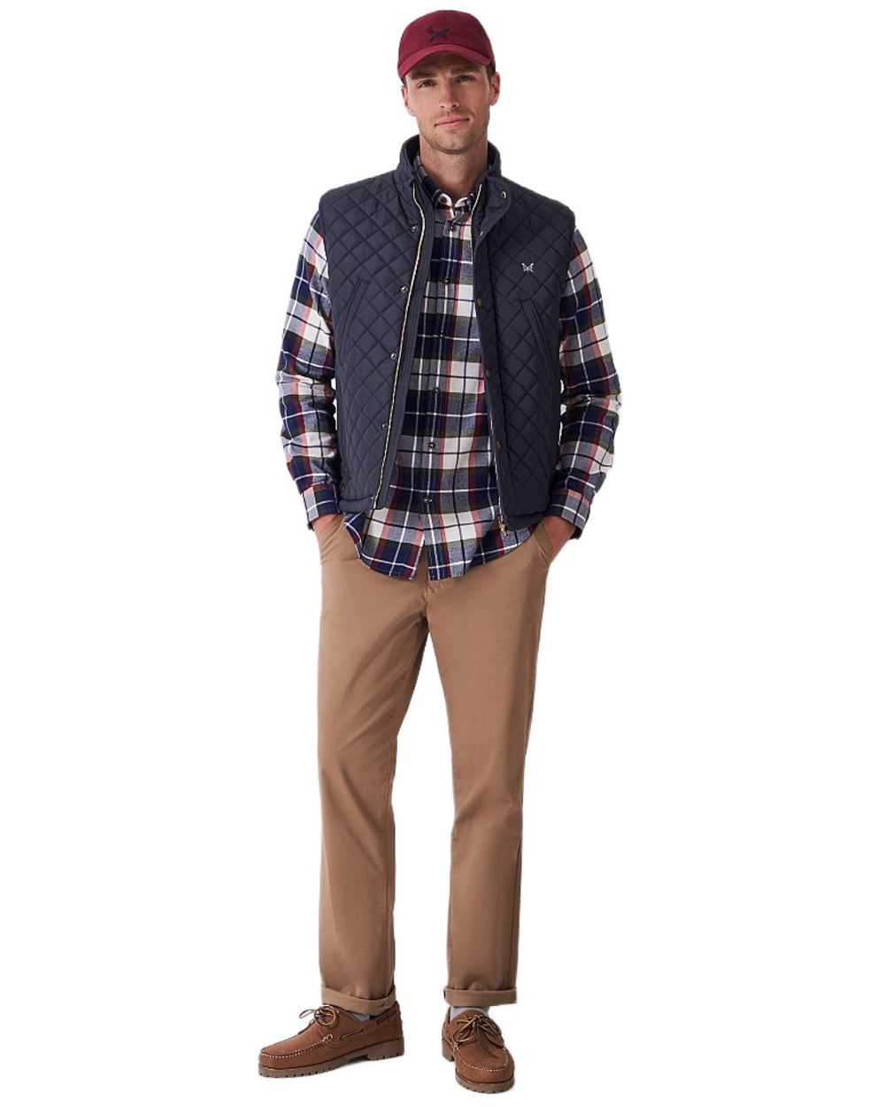 Heritage Dark Navy Coloured Crew Clothing Mens Corleigh Quilted Gilet on white background