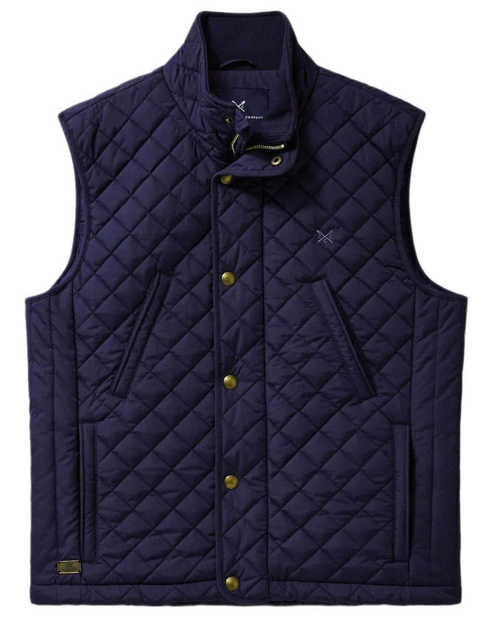 Heritage Dark Navy Coloured Crew Clothing Mens Corleigh Quilted Gilet on white background
