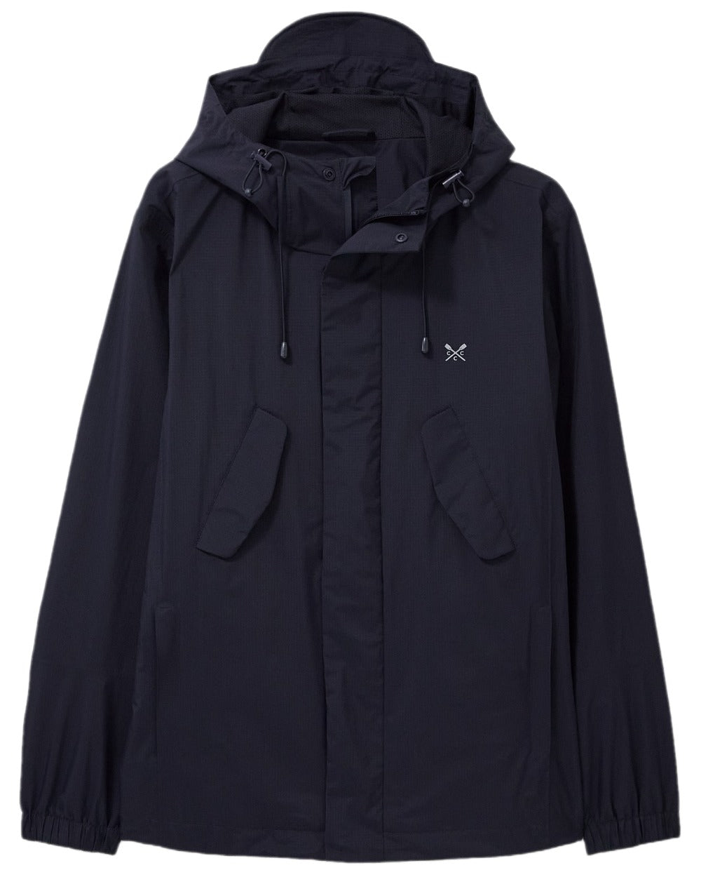 Heritage Dark Navy Coloured Crew Clothing Mens Salisbury Waterproof Jacket on white background