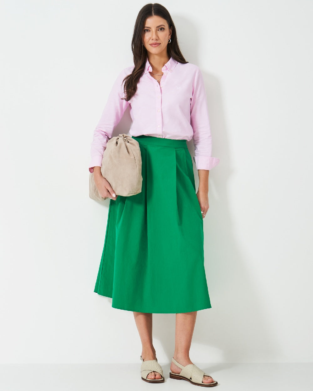 Pink Coloured Crew Clothing Womens Bracken Oxford Shirt on indoor background