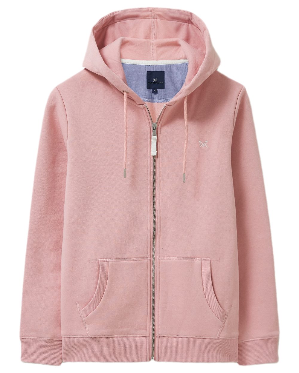 Palepink Coloured Crew Clothing Womens Heritage Zip Through Hoodie on white background