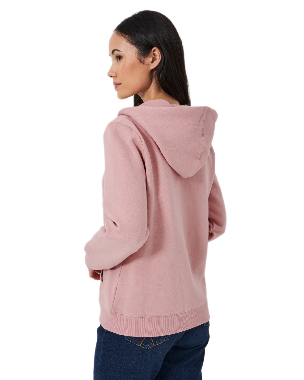 Palepink Coloured Crew Clothing Womens Heritage Zip Through Hoodie on white background