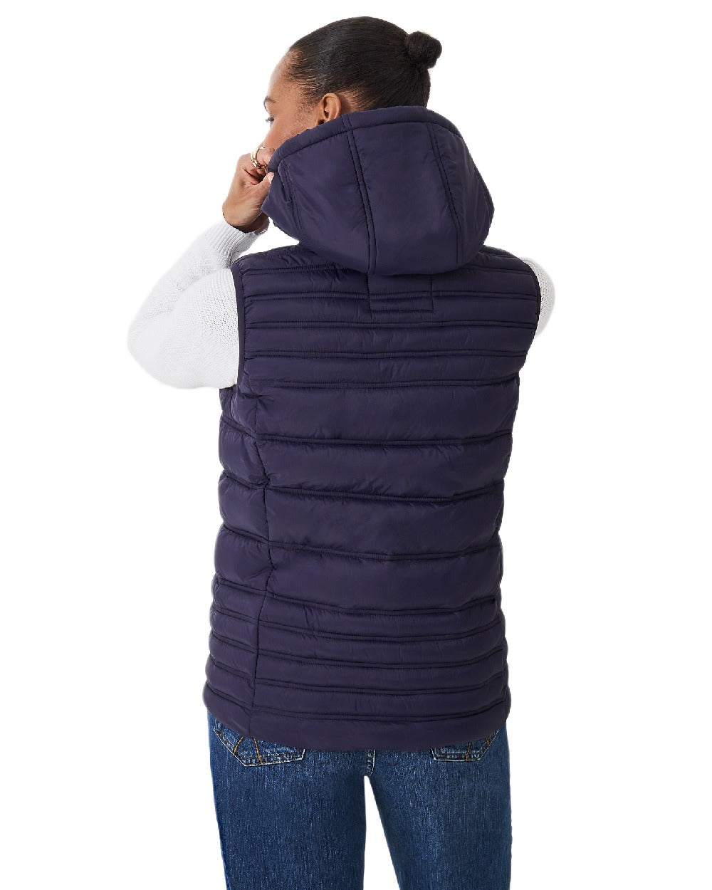 Dark Navy Coloured Crew Clothing Womens Lightweight Padded Gilet on white background
