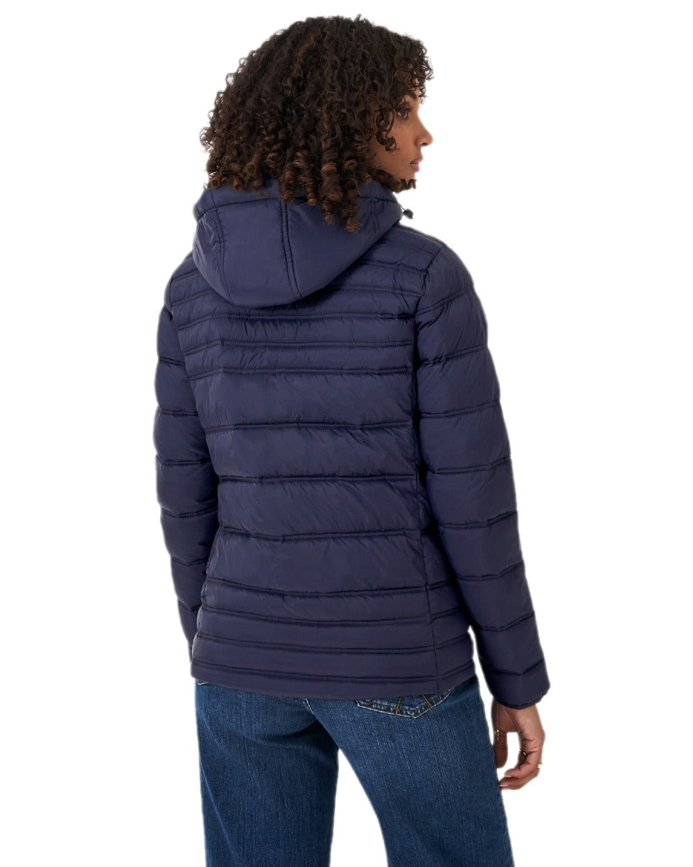 Navy Coloured Crew Clothing Womens Lightweight Padded Jacket on white background