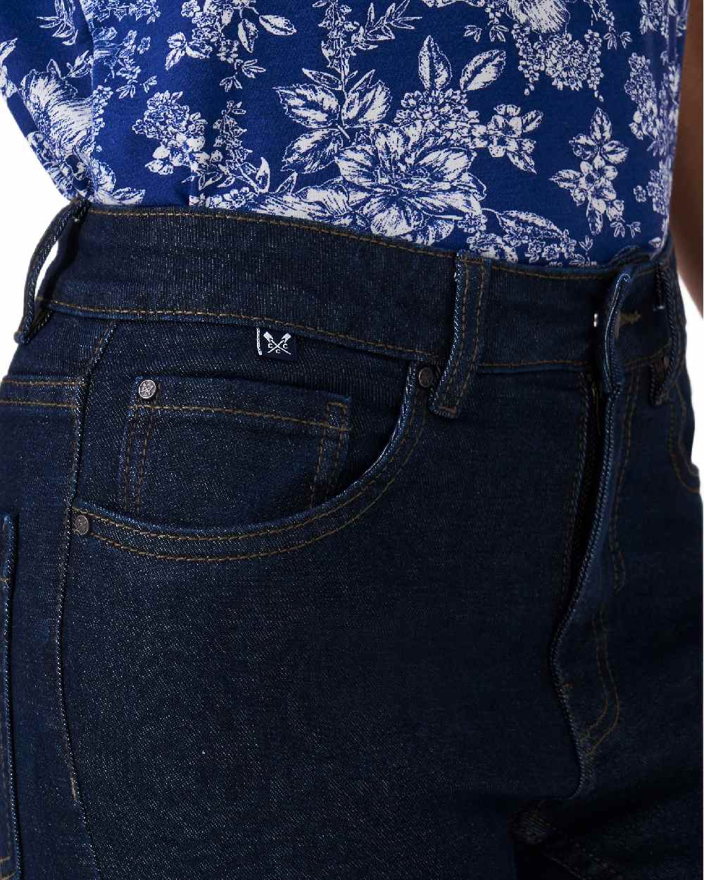 Dark Wash Coloured Crew Clothing Womens Skinny Jeans on white background