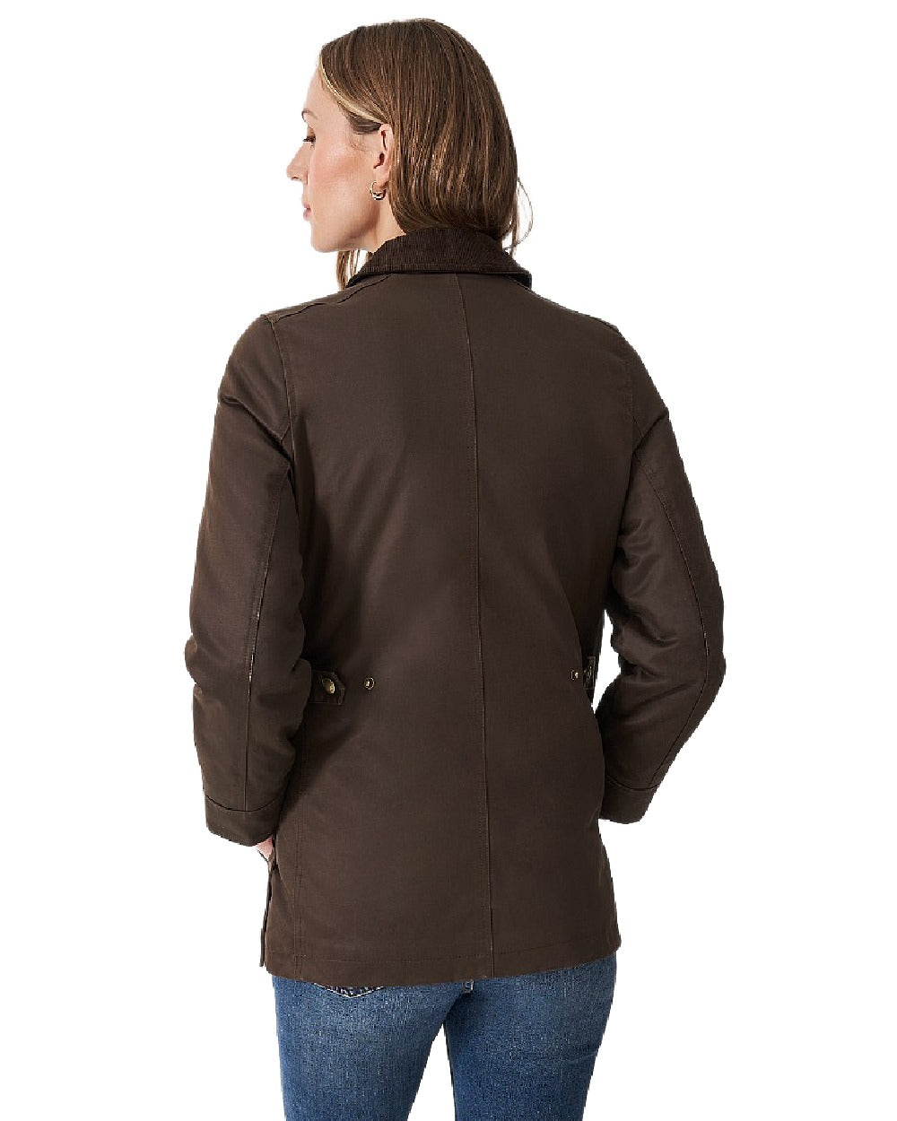Brown Coloured Crew Clothing Womens Wax Jacket on white background