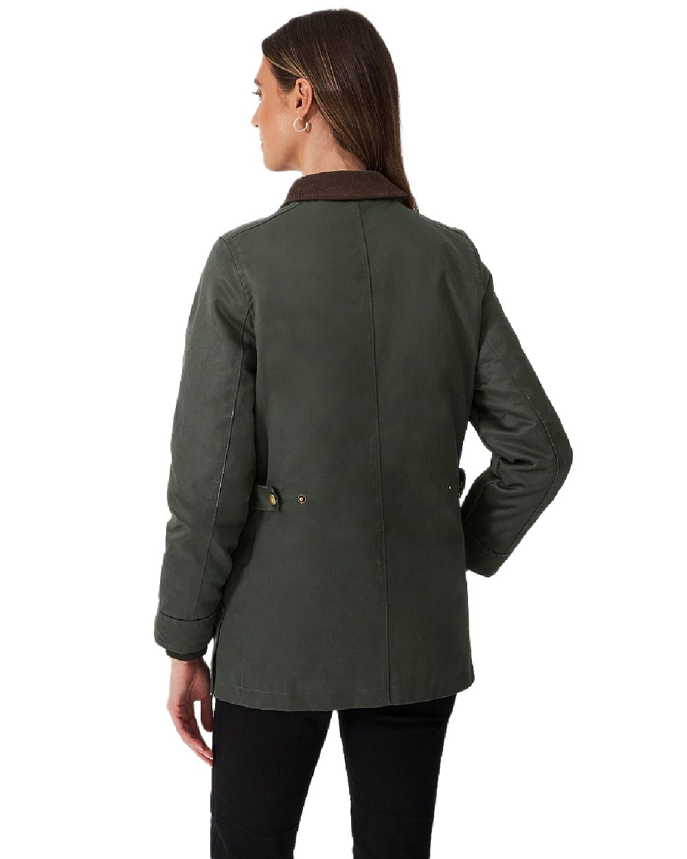 Green Coloured Crew Clothing Womens Wax Jacket on white background