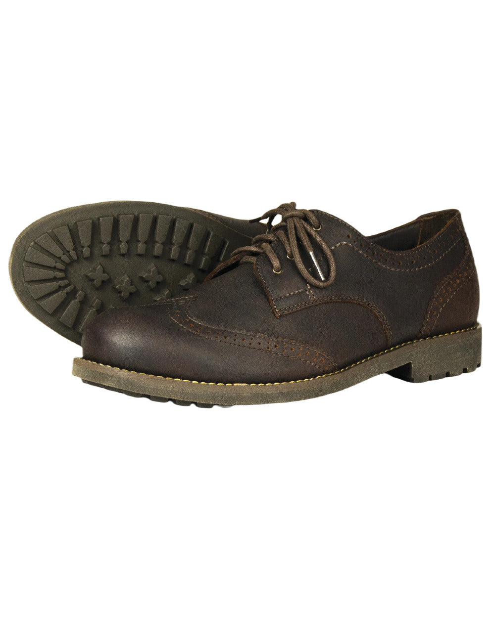 Dark Brown Coloured Orca Bay Country Brogue Shoes On A White Background 
