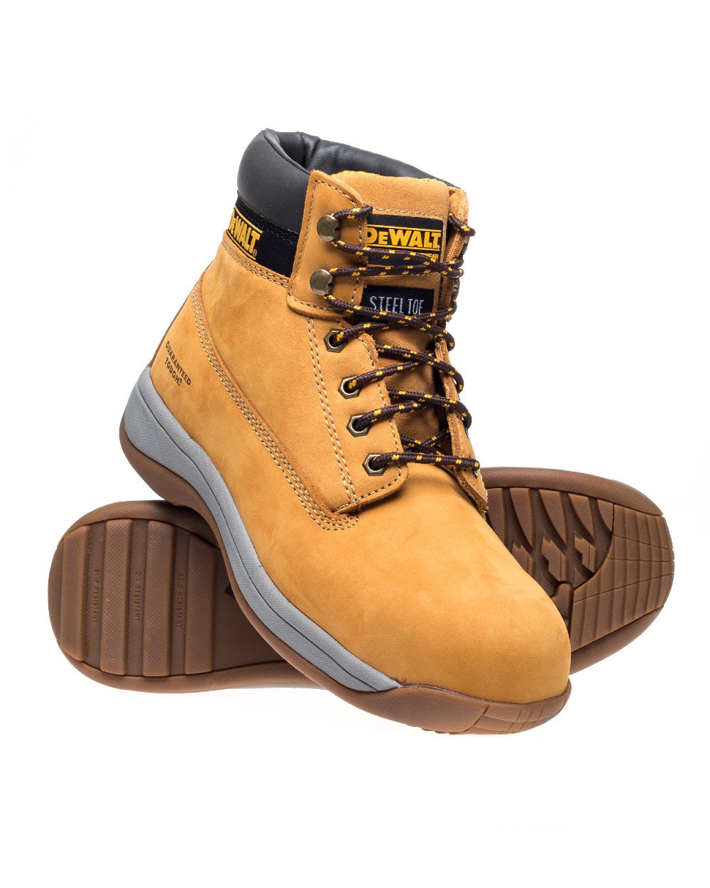 Honey Coloured DeWalt Apprentice Nubuck Safety Hiker Boots on white background