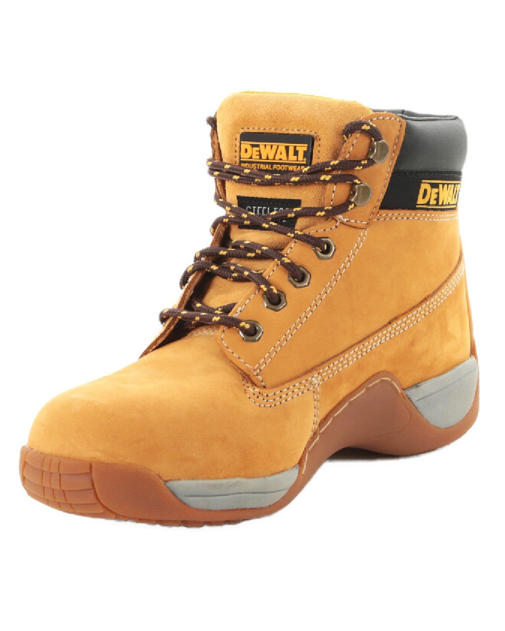 Honey Coloured DeWalt Apprentice Nubuck Safety Hiker Boots on white background