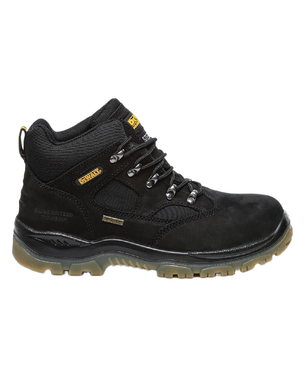 Black Coloured DeWalt Challenger Waterproof Safety Hiker Boots on white background