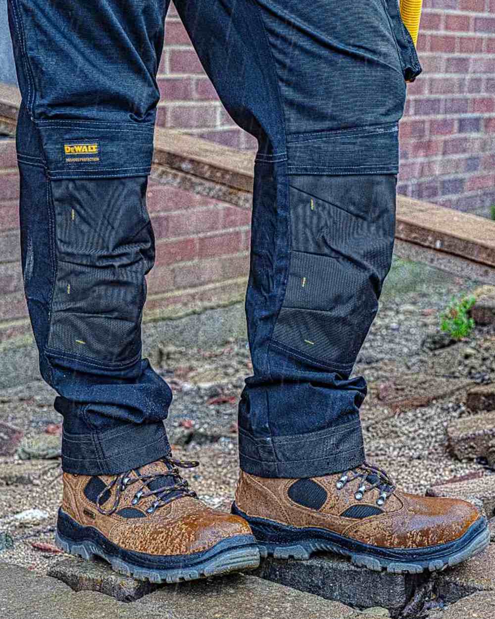Brown Coloured DeWalt Challenger Waterproof Safety Hiker Boots on outdoor background