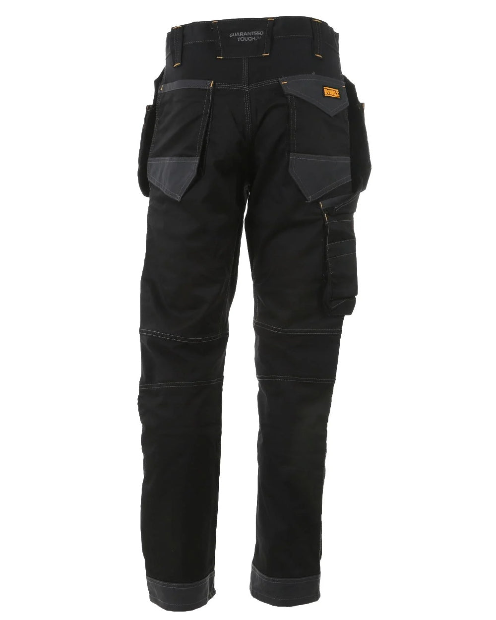 Black Grey coloured DeWalt Harrison Slim Fit Stretch Trousers on white background
