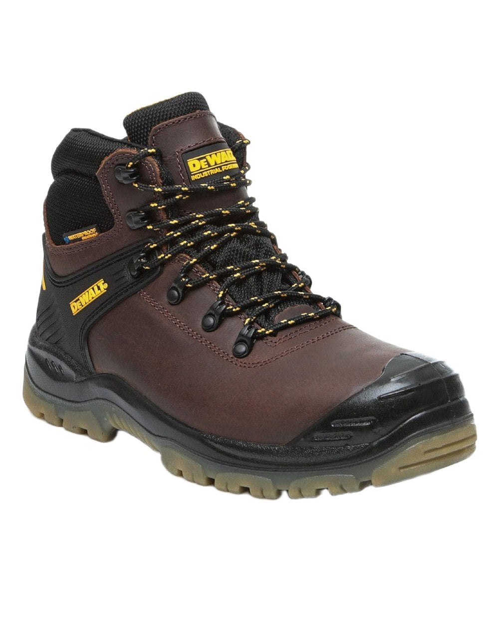 Brown Coloured DeWalt Newark Waterproof Safety Hiker Boots on white background