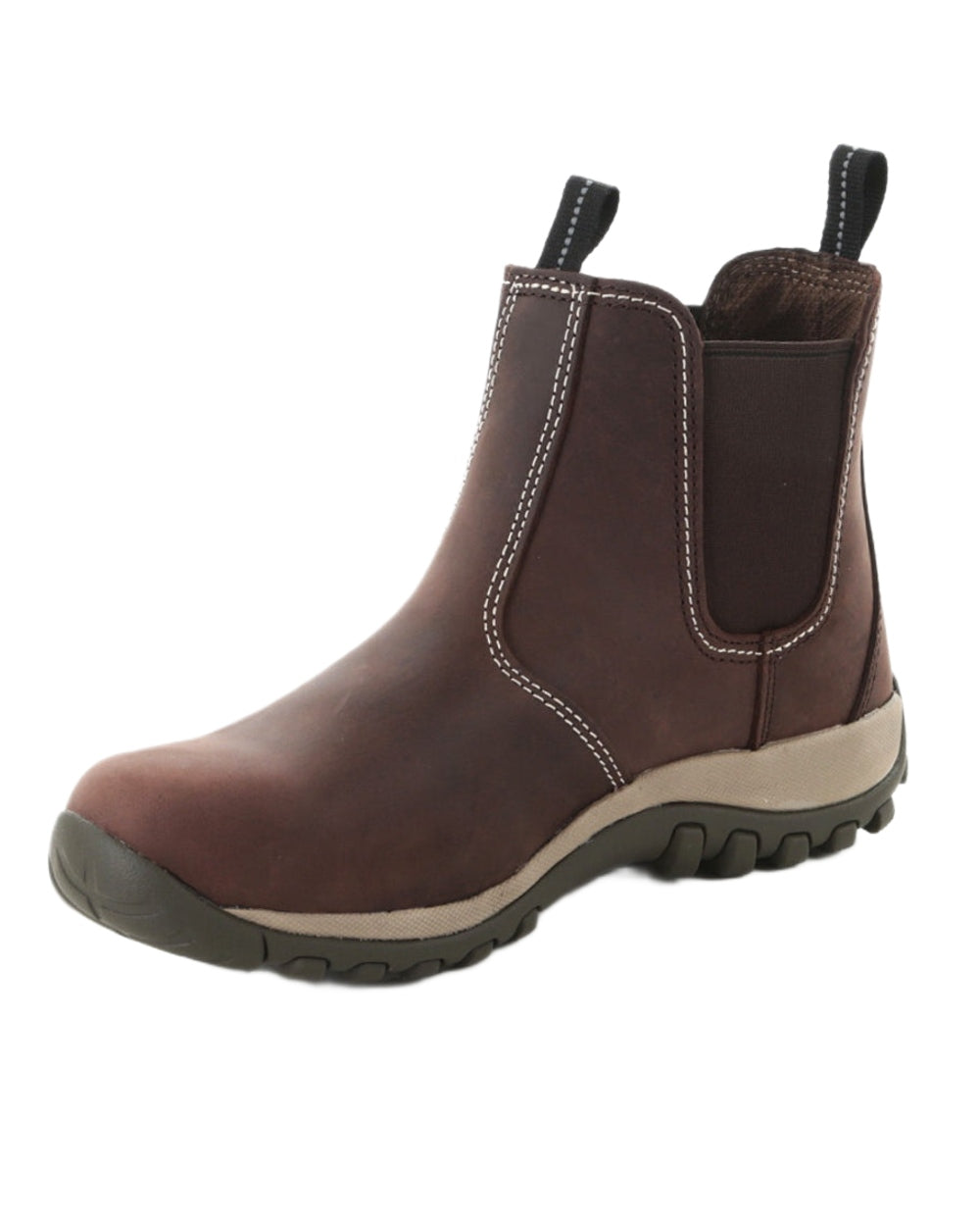 Brown Coloured DeWalt Radial Leather Safety Dealer Boots on white background