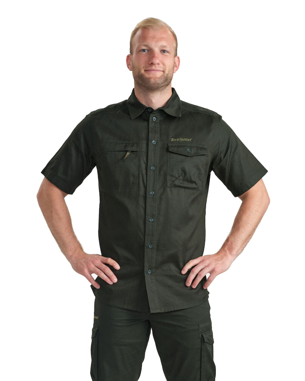 Timber coloured Deerhunter Atlas Short Sleeve Shirt on White background