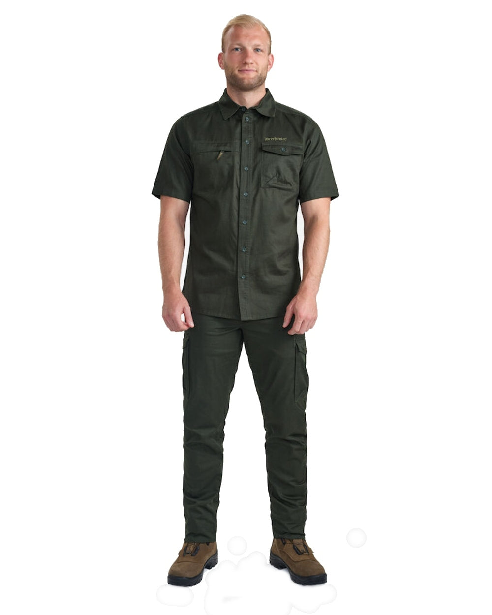 Timber coloured Deerhunter Atlas Short Sleeve Shirt on White background