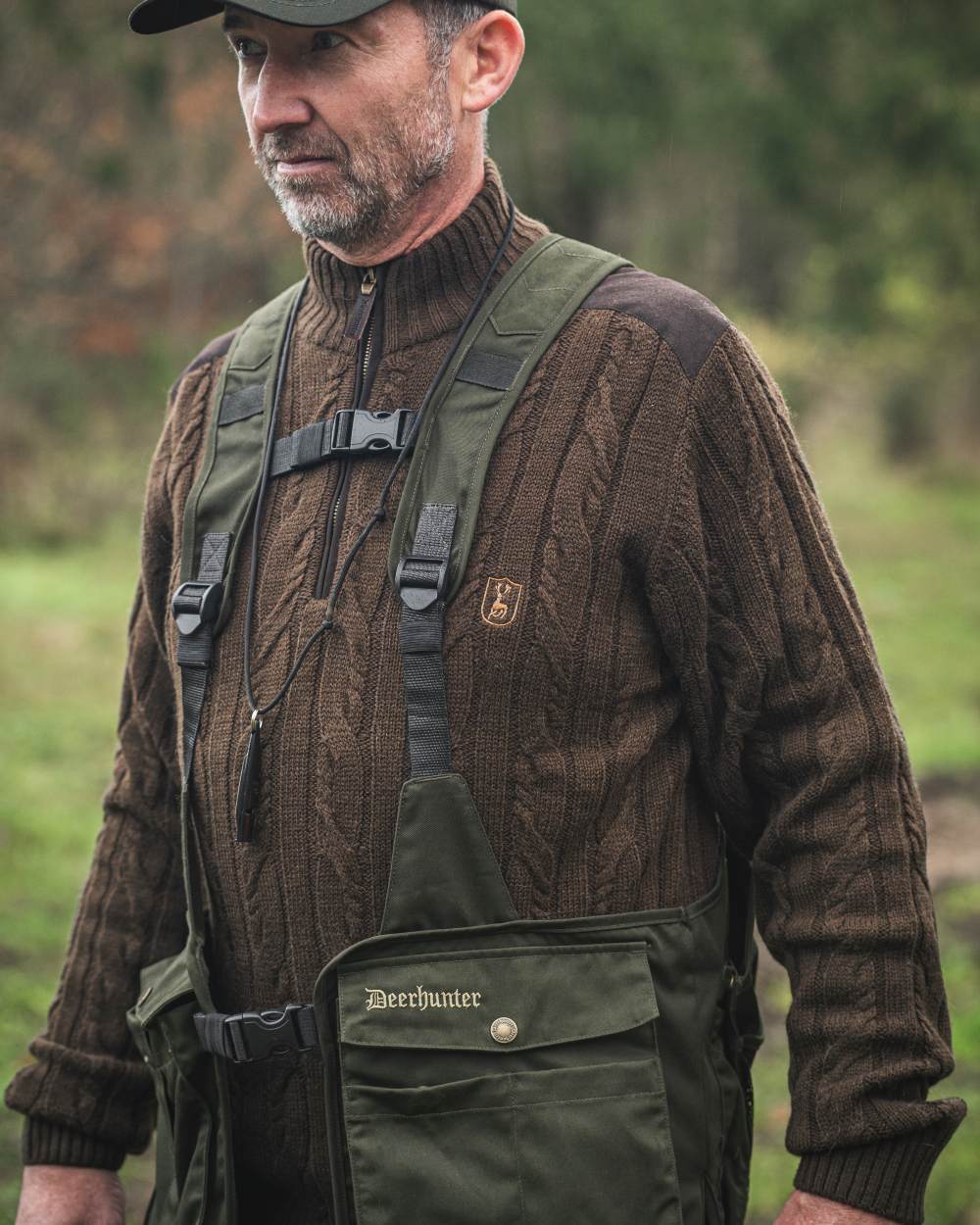 Timber coloured Deerhunter Atlas Waistcoat on forest background