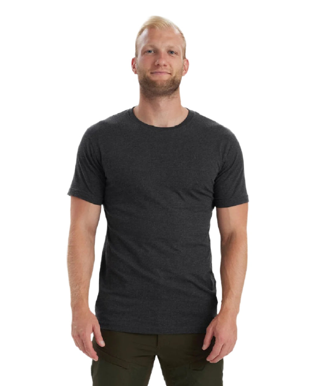 Adventure Green Melange coloured Deerhunter Basic 2-Pack T-Shirt on white background