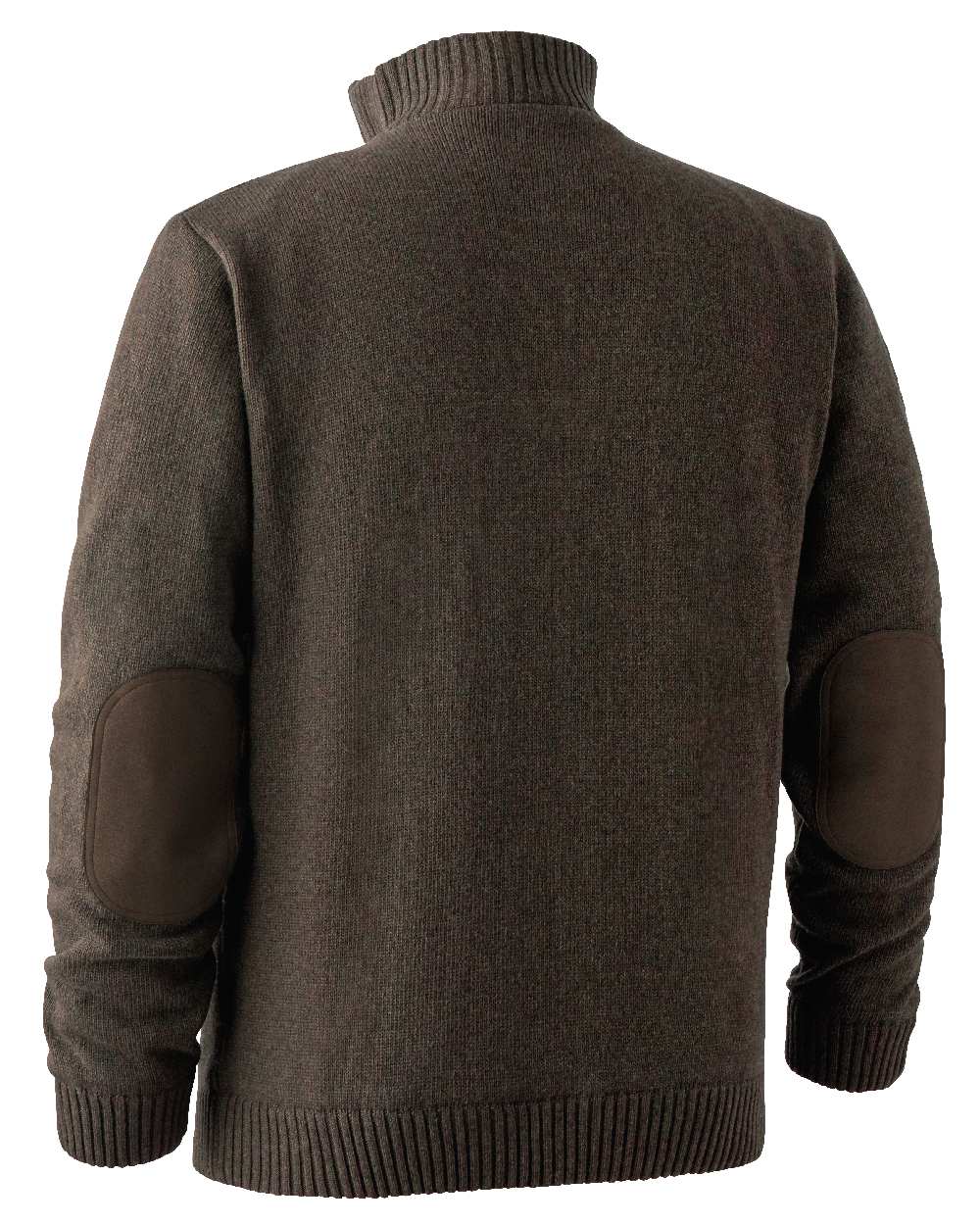 Dark Elm coloured Deerhunter Carlisle Knit with Stormliner Zip Neck Sweater on white background