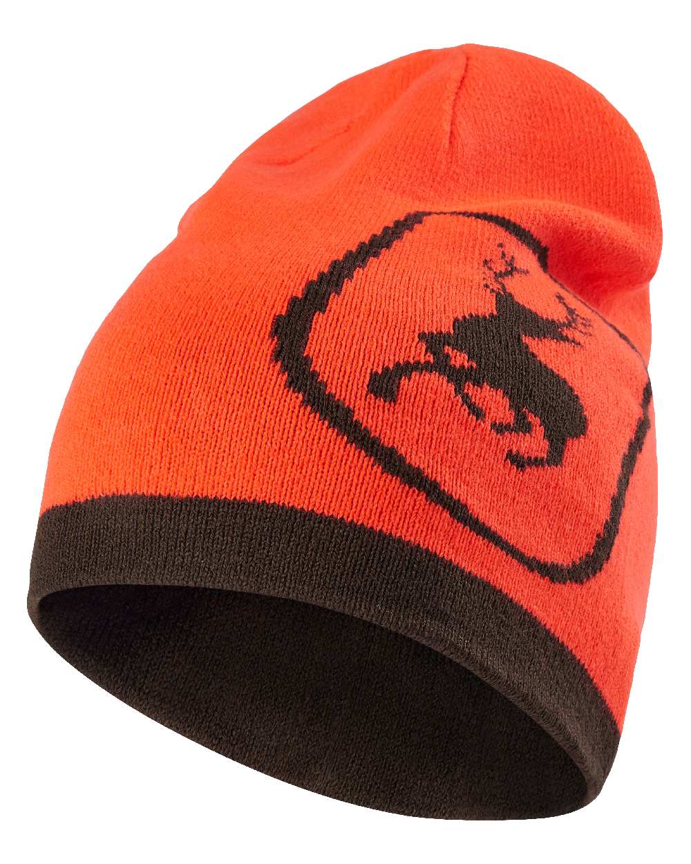Orange Green coloured Deerhunter Cumberland Reversible Beanie on white background