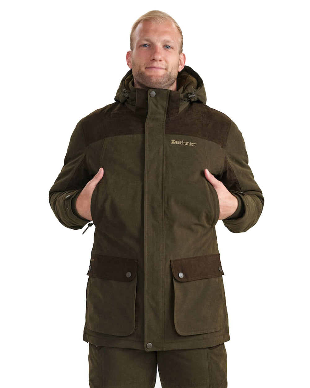 Tarmac Green Coloured Deerhunter Eagle Winter Jacket On A White Background
