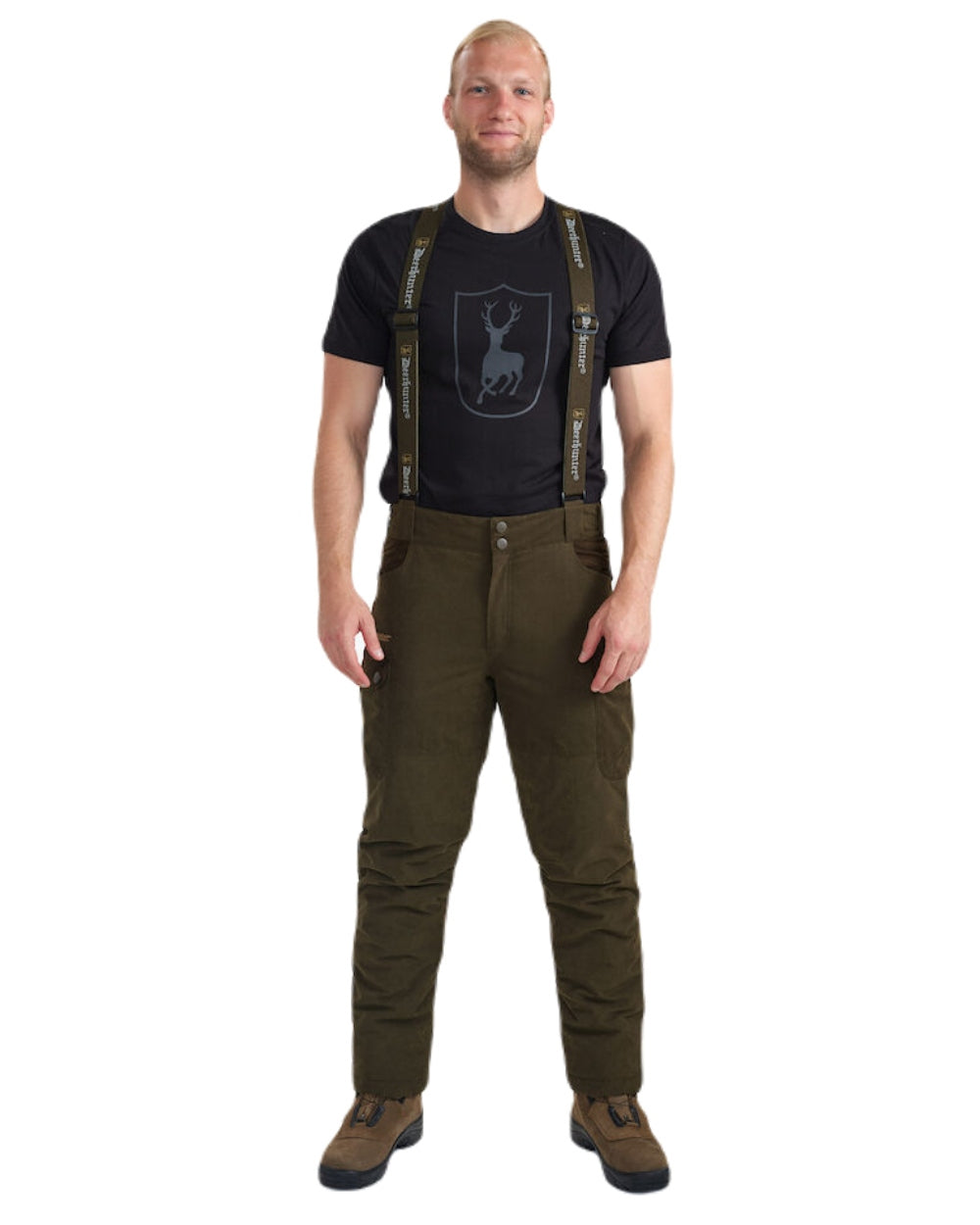 Tarmac Green Coloured Deerhunter Eagle Winter Trousers On A White Background