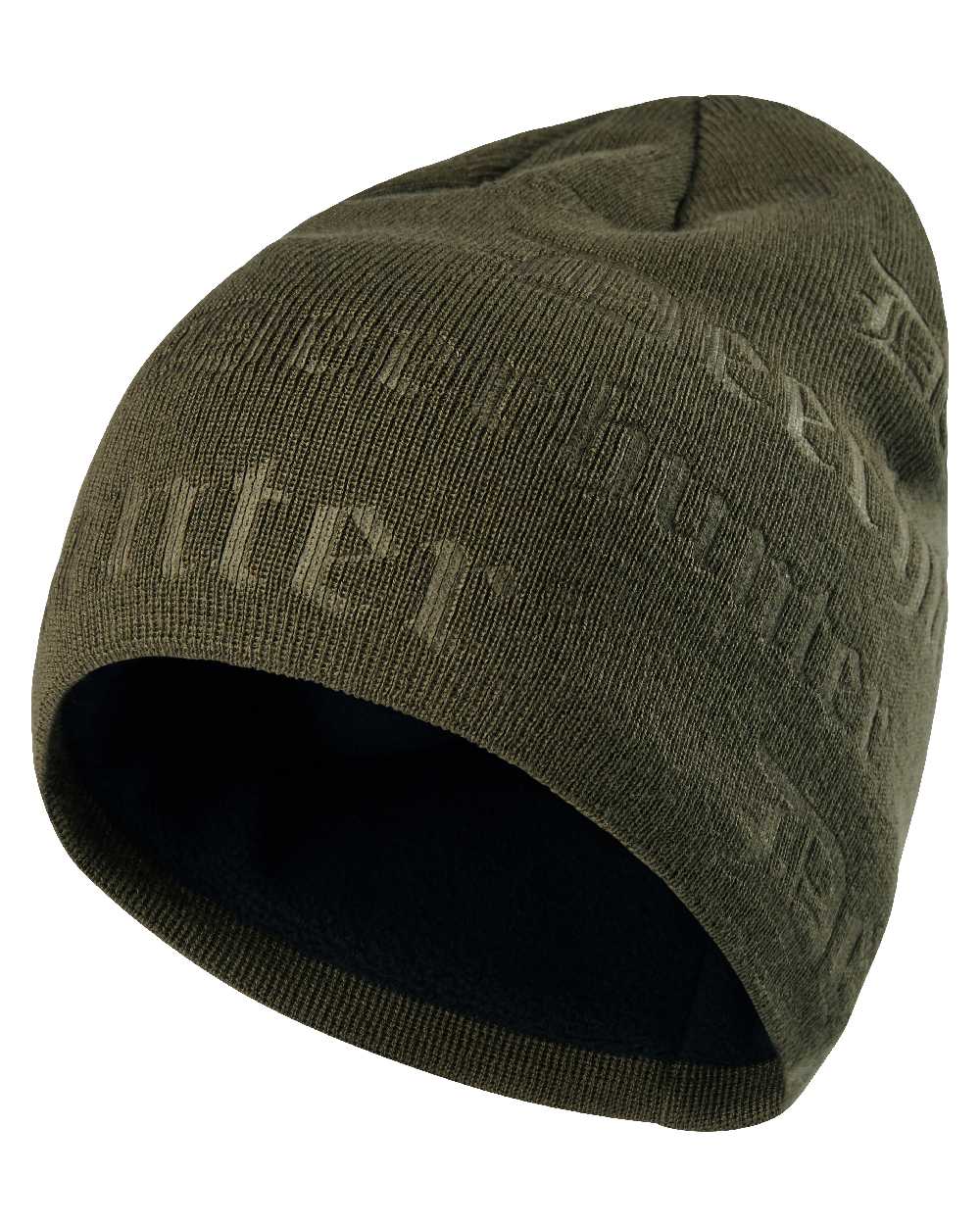 Tarmac Green coloured Deerhunter Embossed Logo Beanie on white background