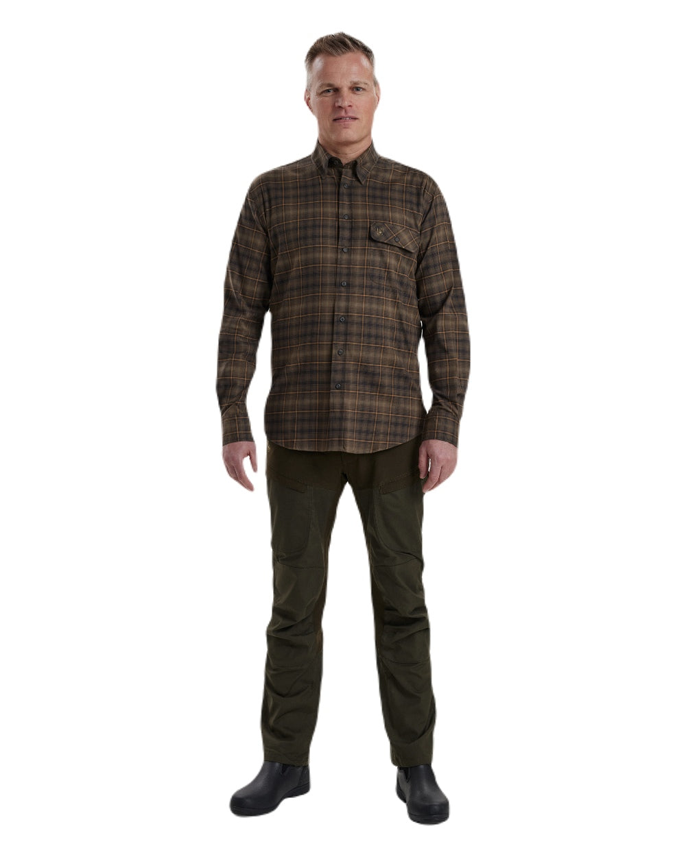 Green Check coloured Deerhunter Eric Shirt on white background