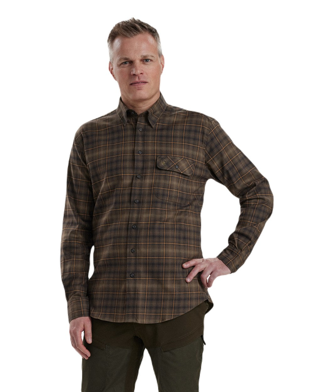 Green Check coloured Deerhunter Eric Shirt on white background