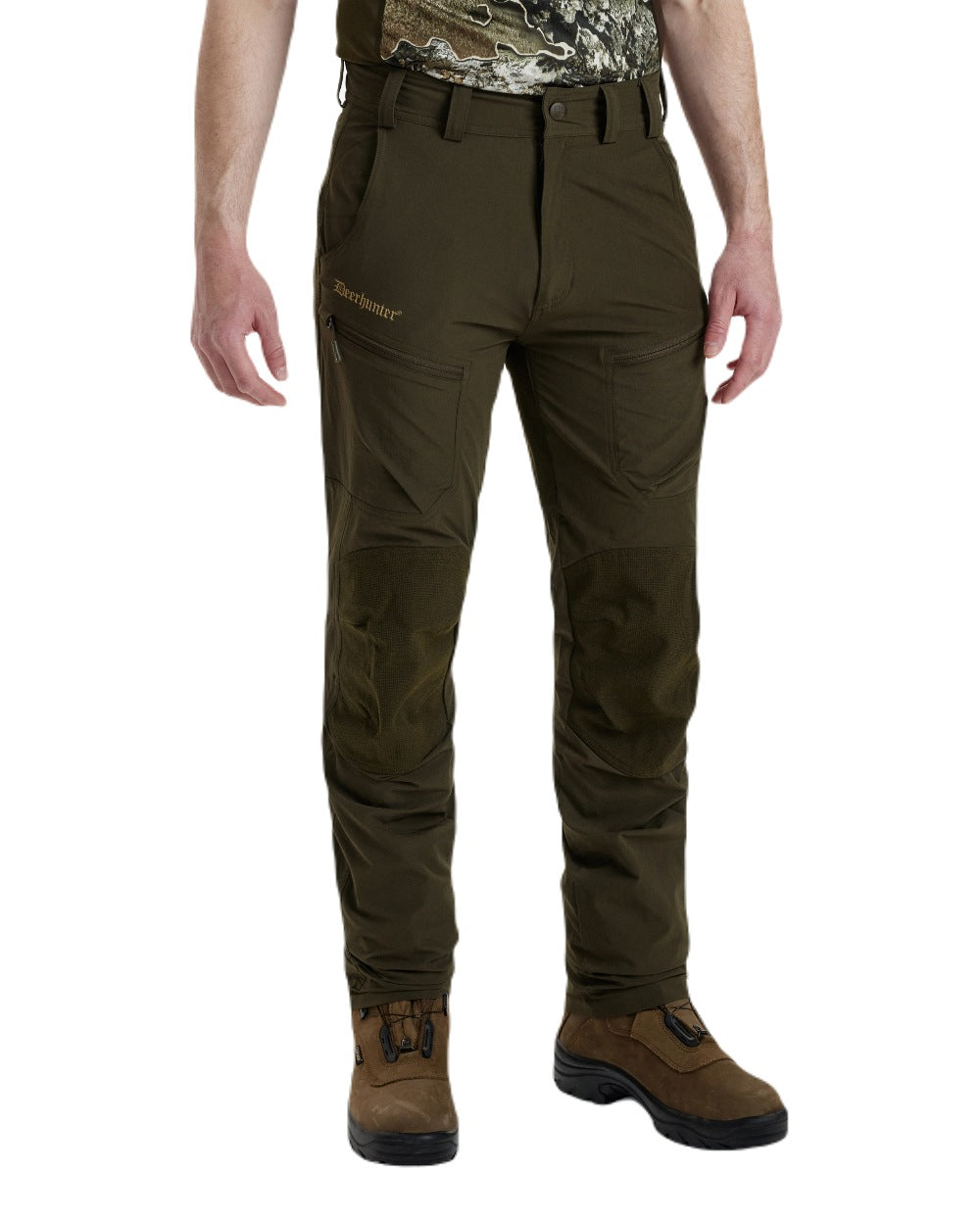 Art Green coloured Deerhunter Excape Light Trousers on white background
