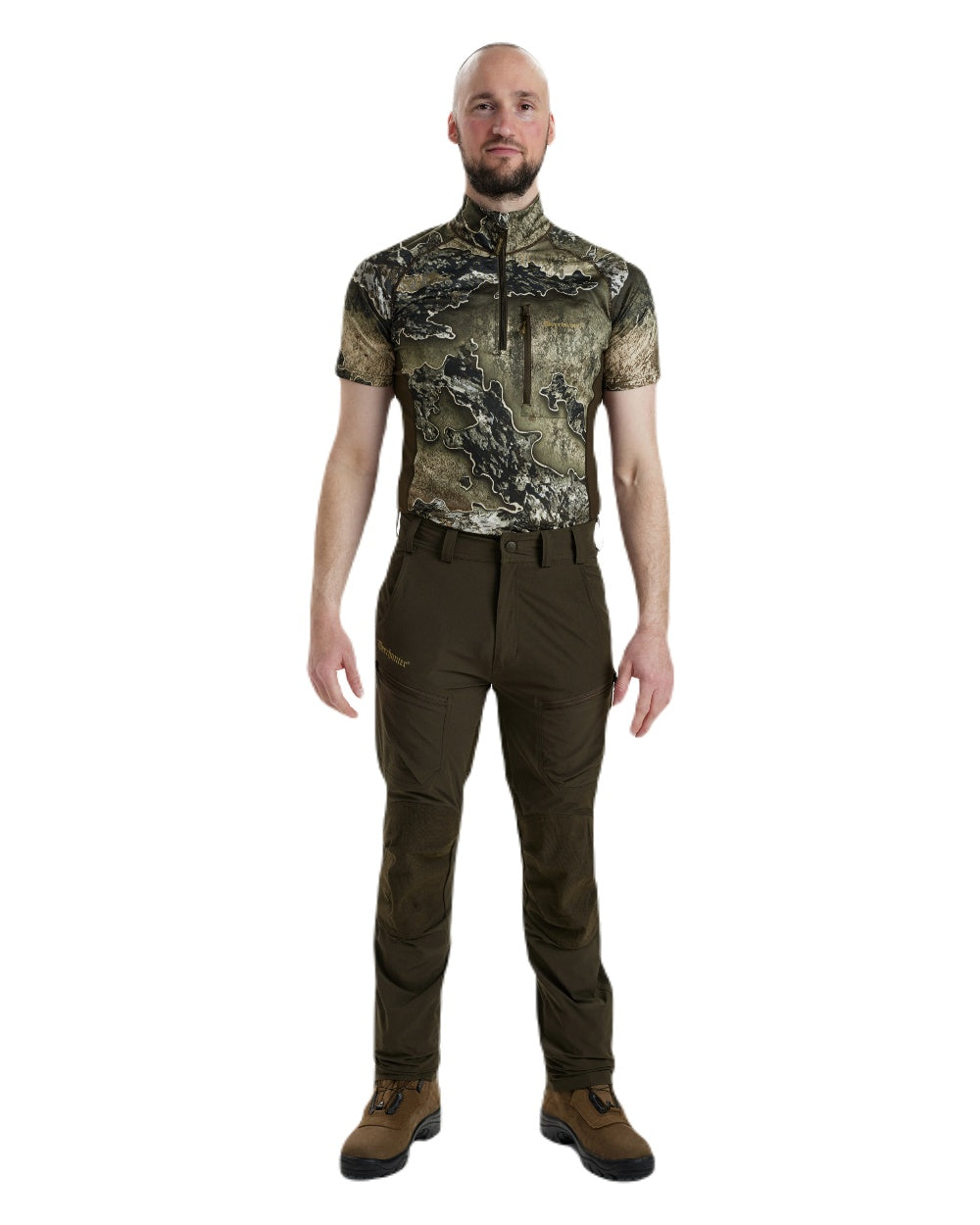 Art Green coloured Deerhunter Excape Light Trousers on white background