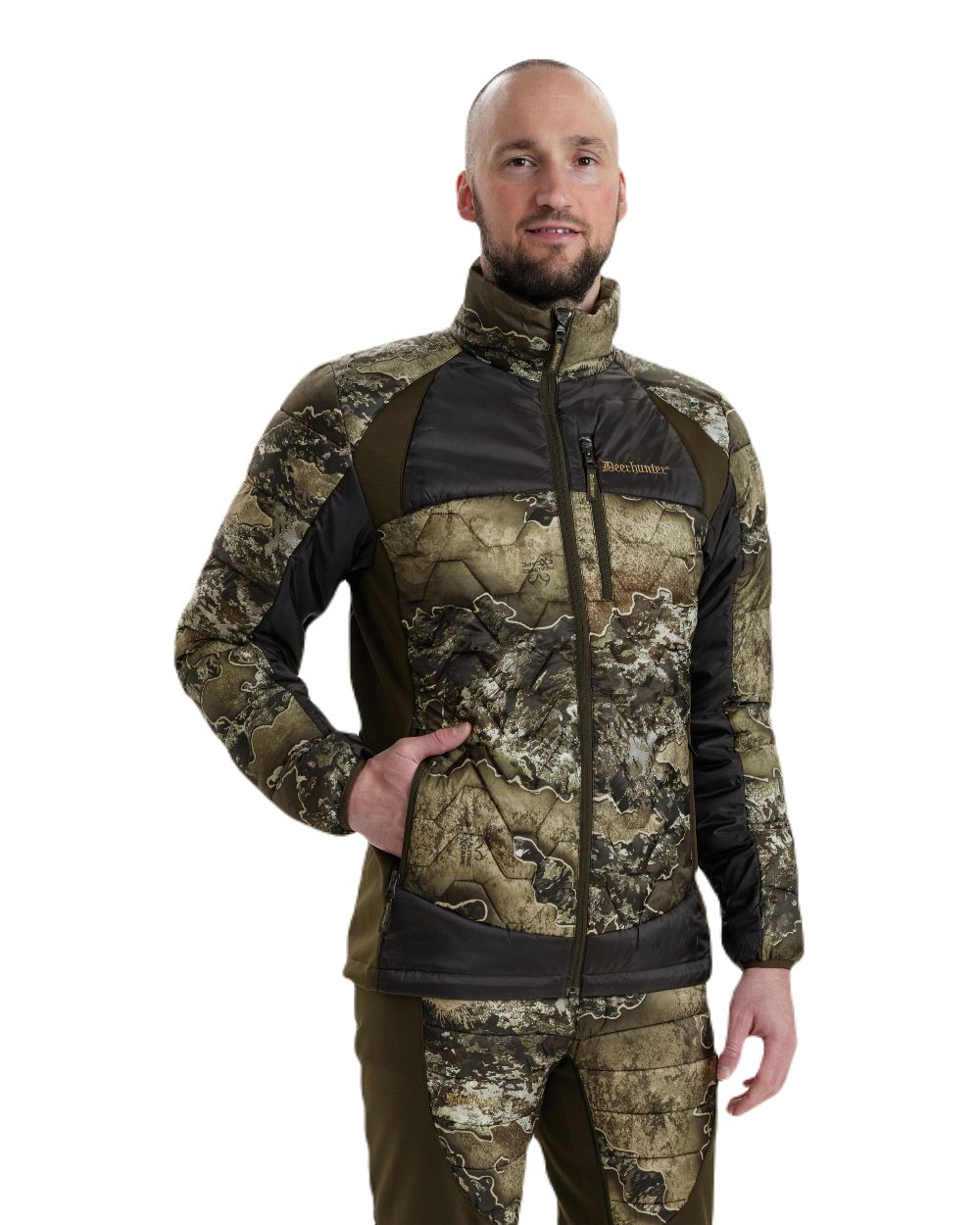 Realtree Excape coloured Deerhunter Excape Quilted Jacket on white background