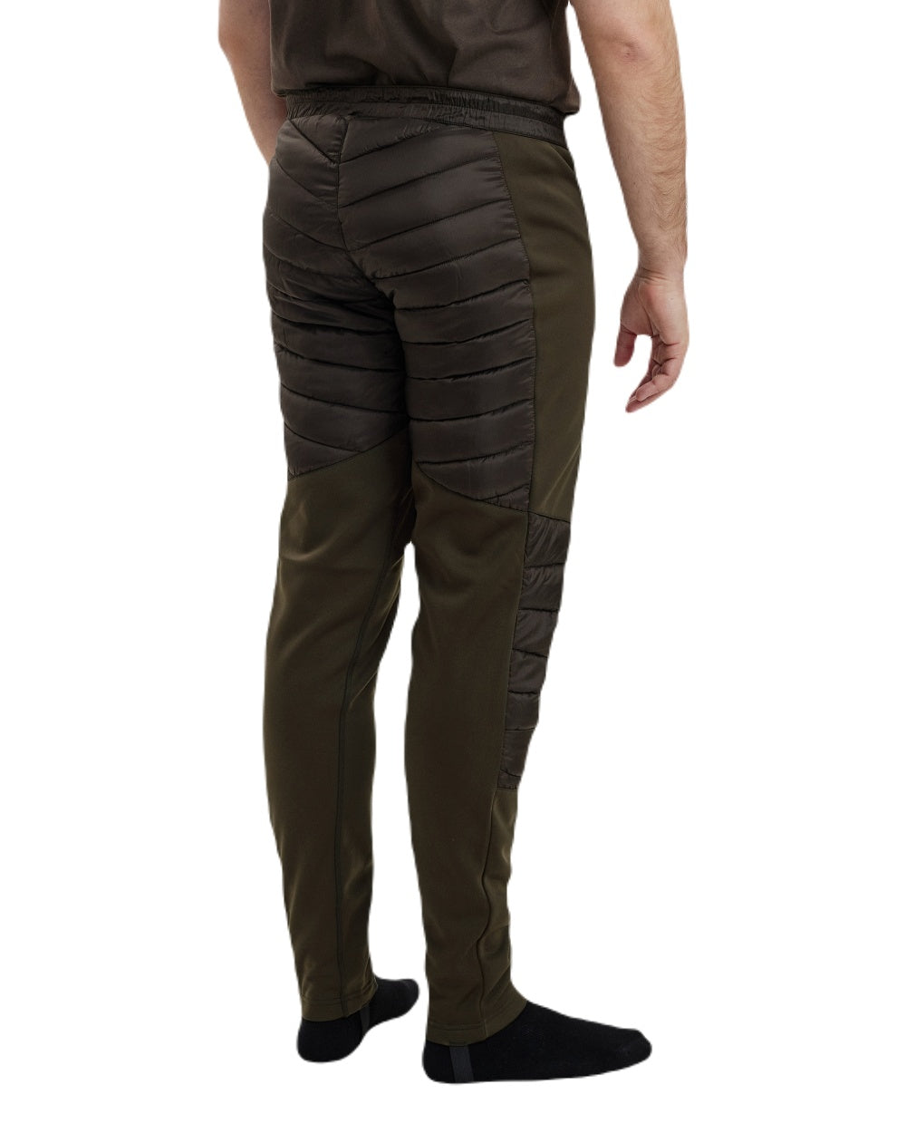 Art Green coloured Deerhunter Excape Quilted Trousers on white background
