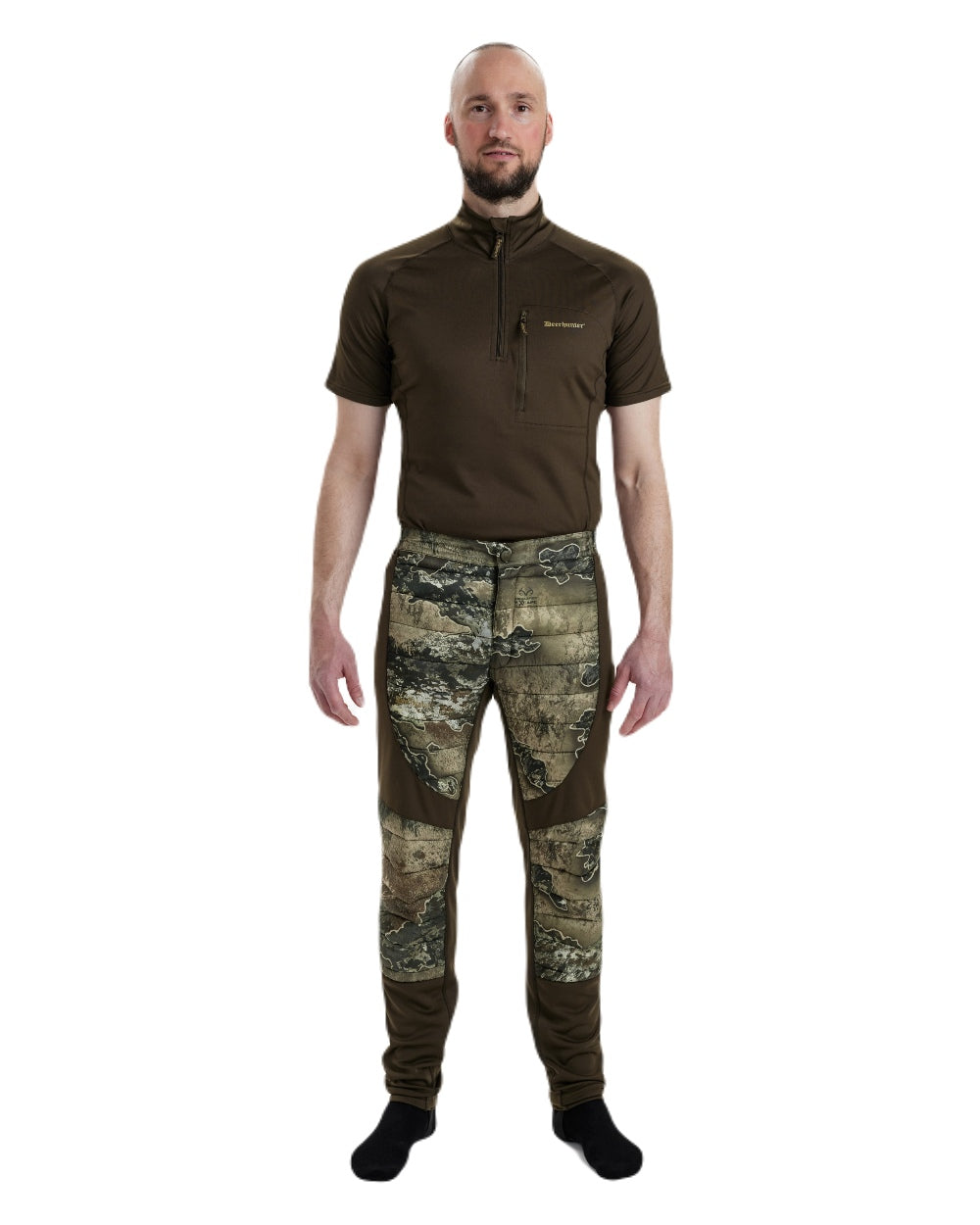 Realtree Excape coloured Deerhunter Excape Quilted Trousers on white background