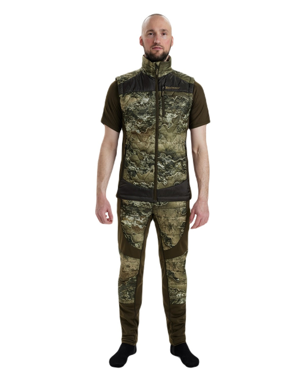 Realtree Excape coloured Deerhunter Excape Quilted Waistcoat on white background