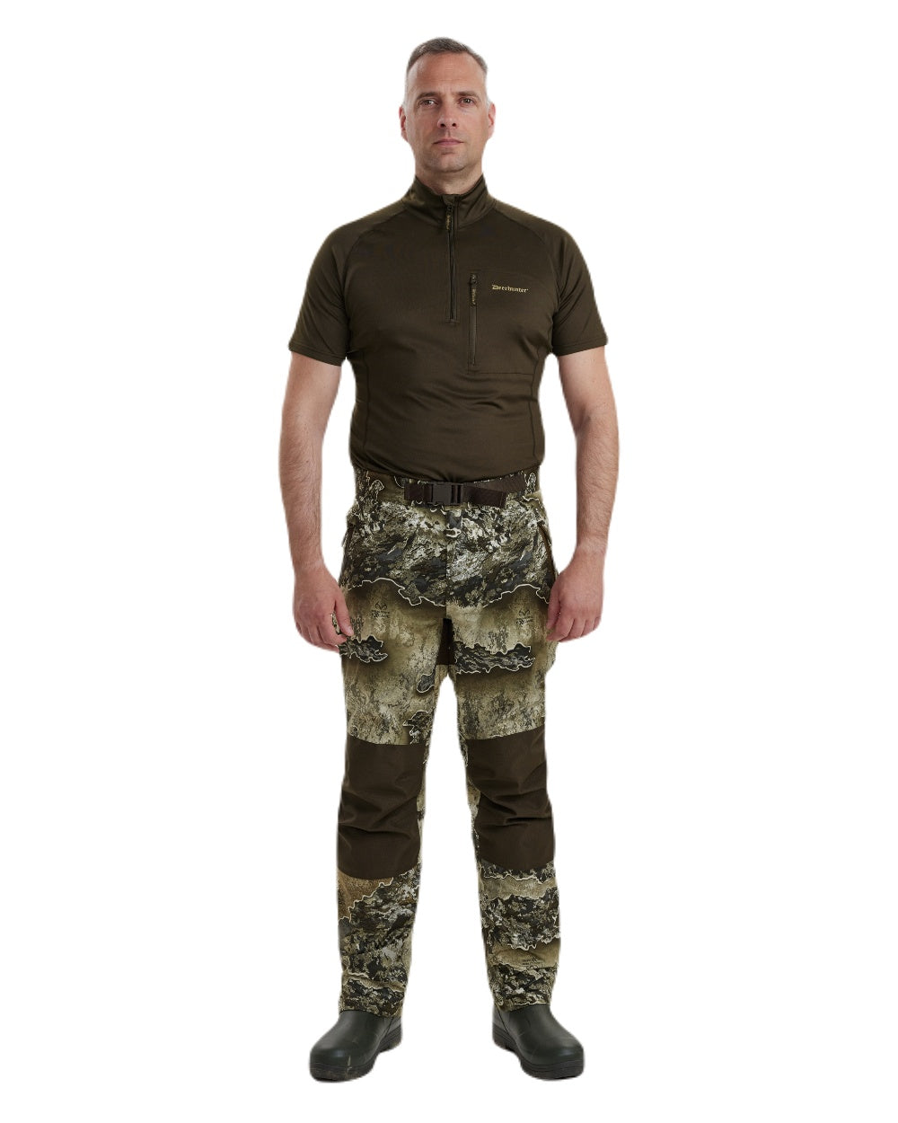 Realtree Excape coloured Deerhunter Excape Rain Trousers on white background