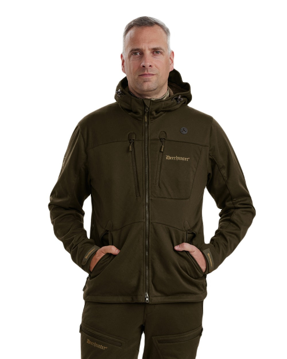 Art Green coloured Deerhunter Excape Softshell Jacket on white background