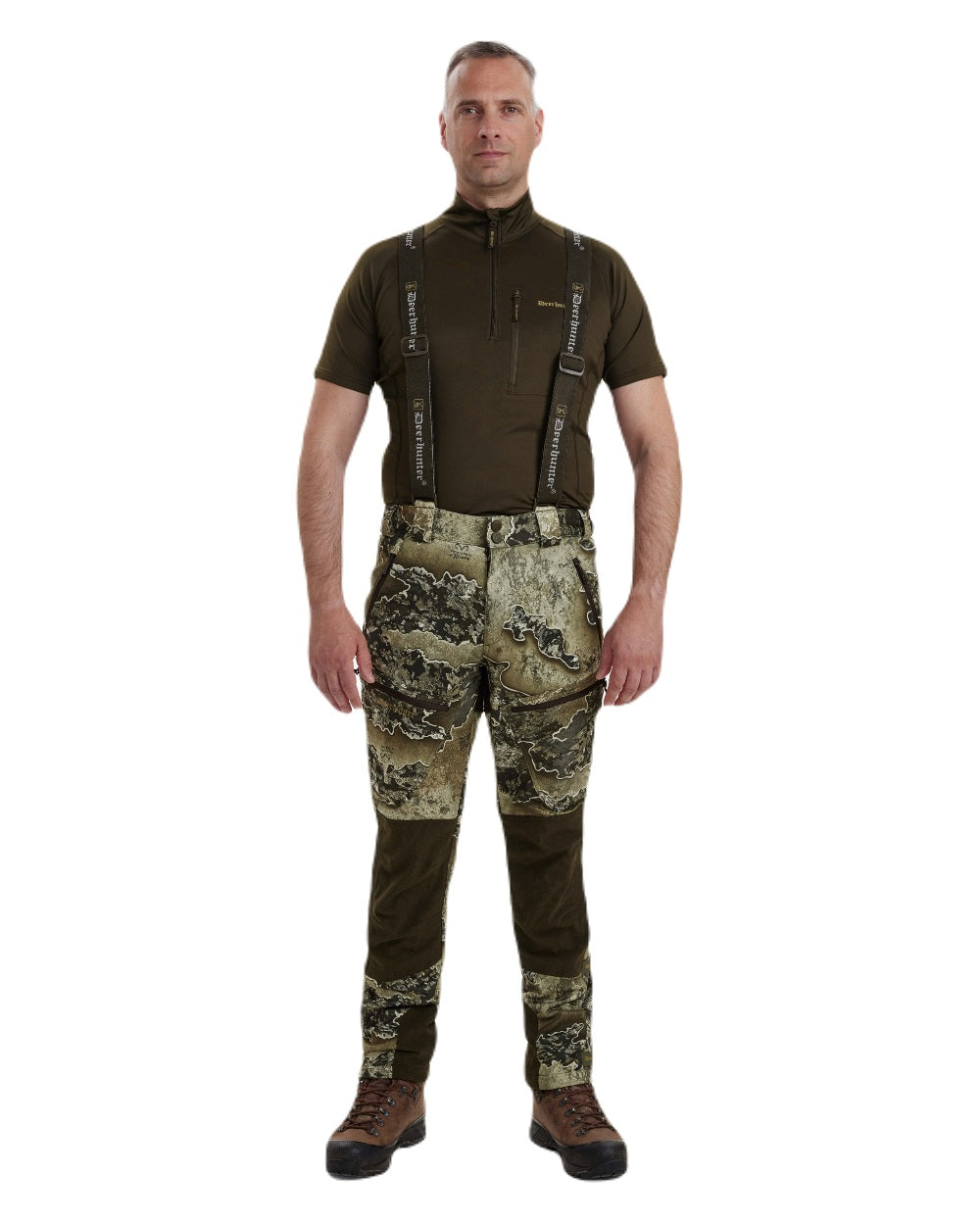 Realtree Excape coloured Deerhunter Excape Softshell Trousers on white background