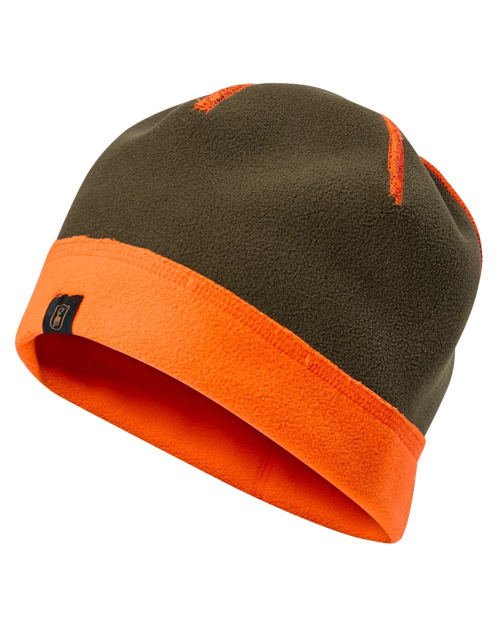 Orange coloured Deerhunter Fleece Beanie on white background